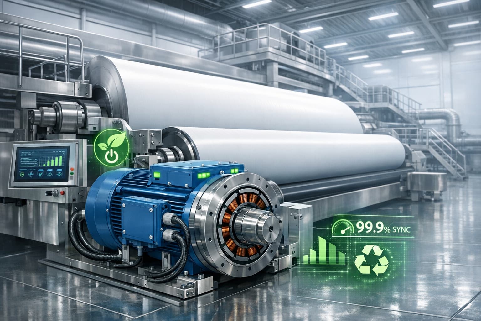 Illustration of PMDD motor in paper industry