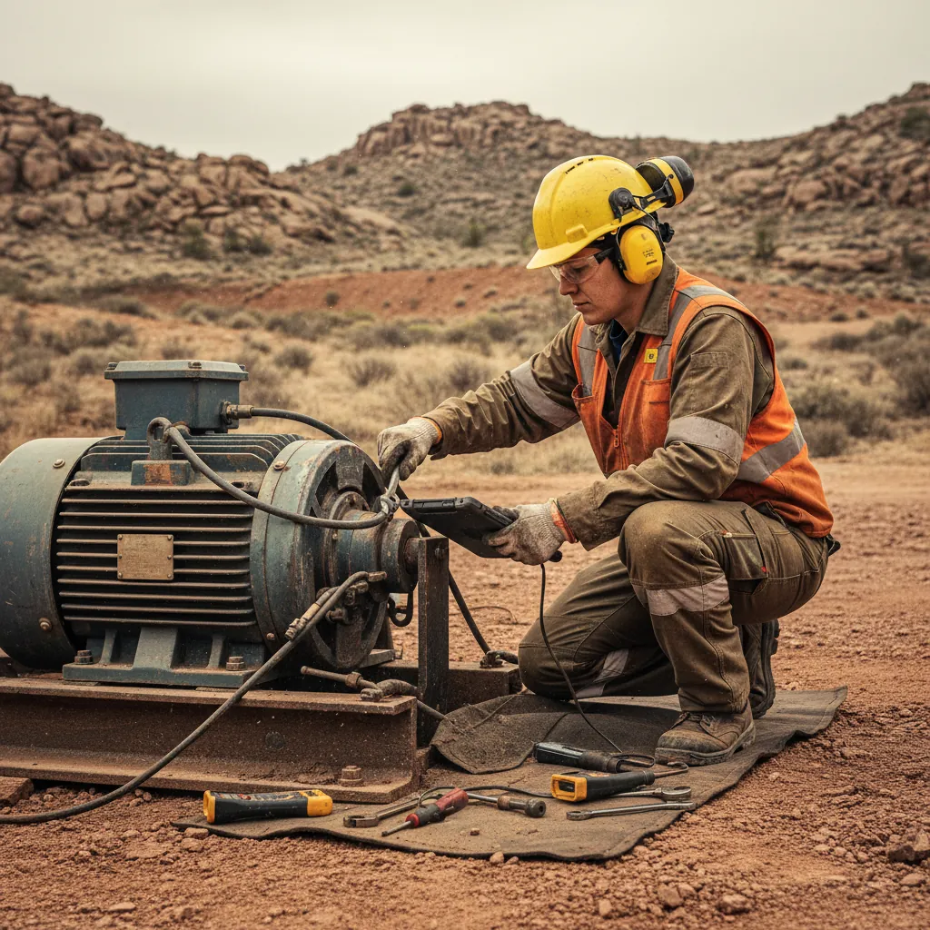 Field technician performing diagnostics on industrial equipment