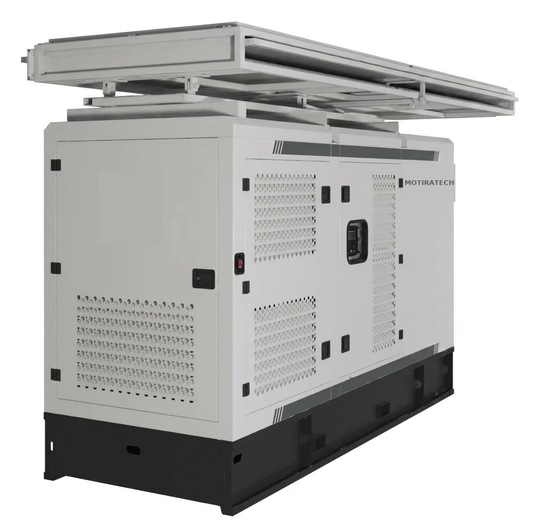 Mobile hybrid solar, battery storage and diesel microgrid unit with auto-unfolding solar array