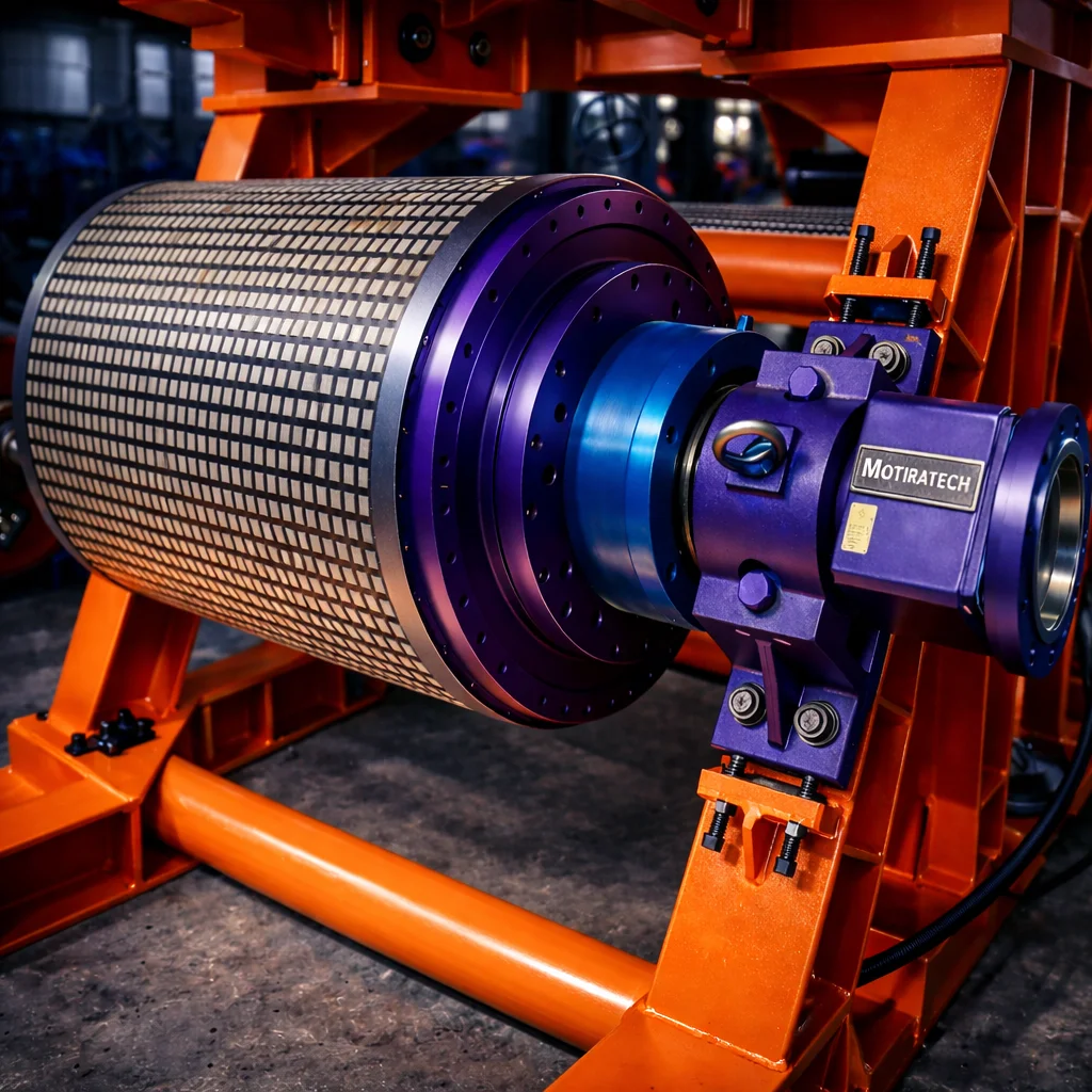 Direct drive conveyor drum pulley assembly with integrated drive housing
