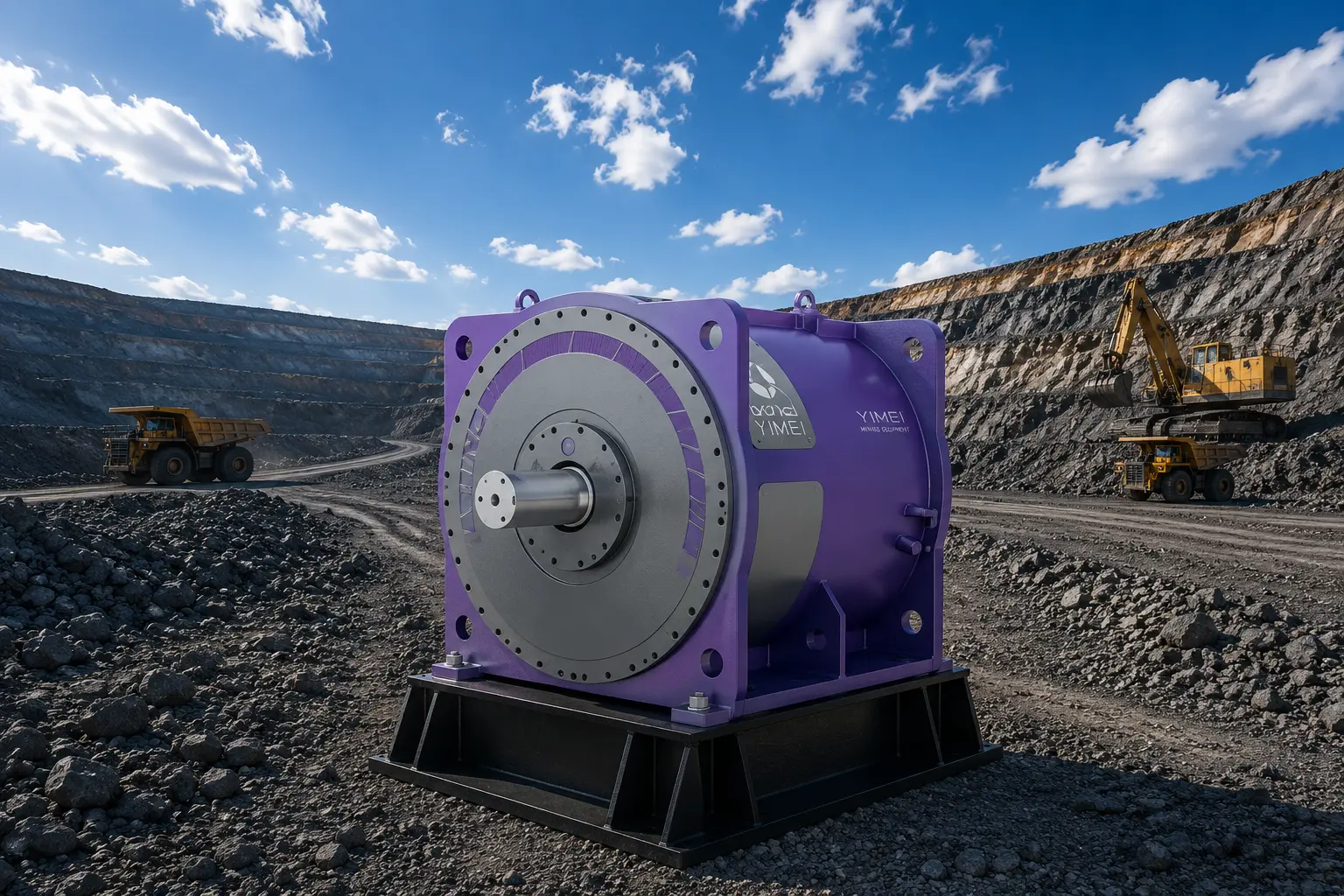 Square-frame permanent magnet mill drive motor with flanged output