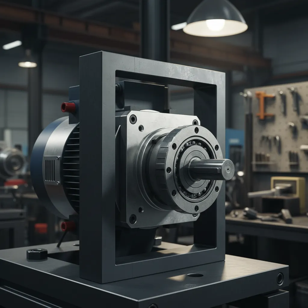 Permanent magnet direct drive motor mounted in an industrial frame