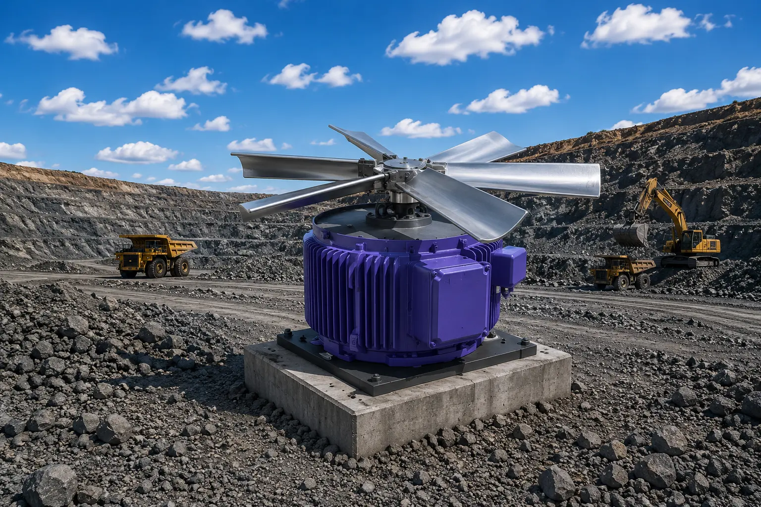 Permanent magnet direct drive motor coupled to an industrial fan impeller
