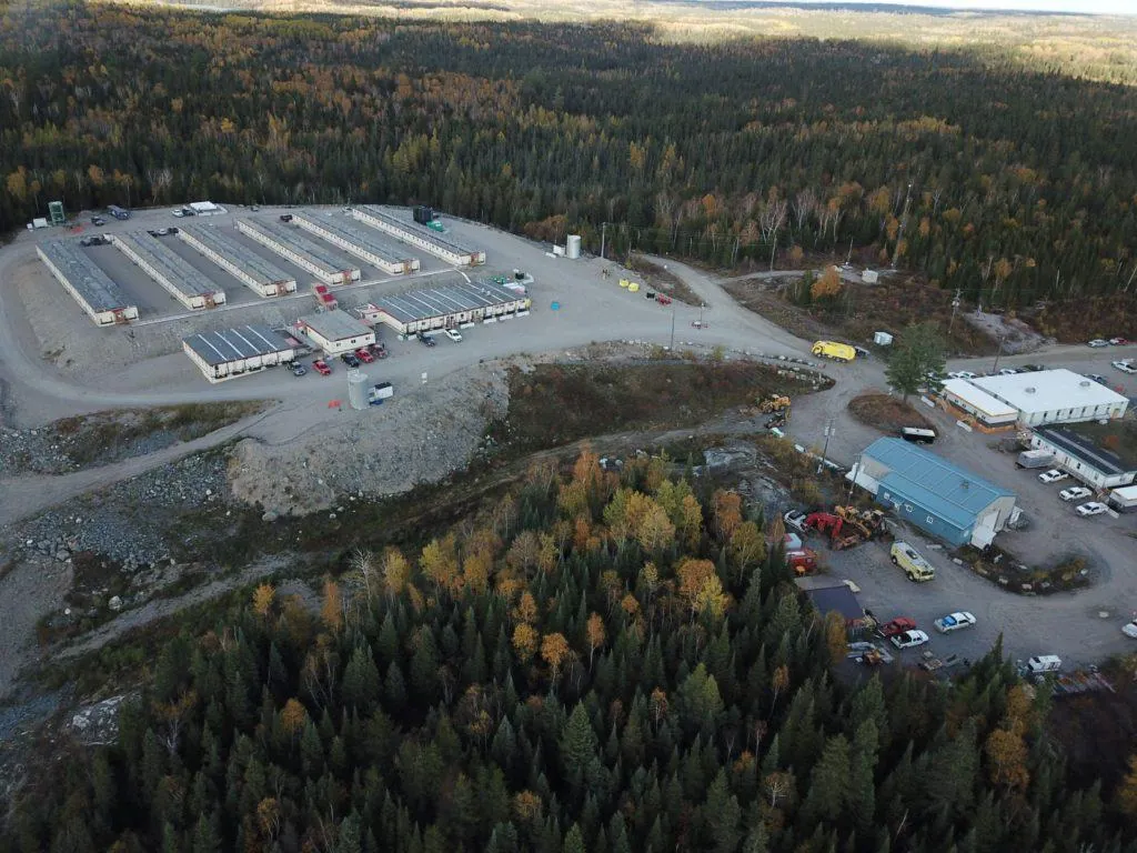Aerial view of a remote industrial camp