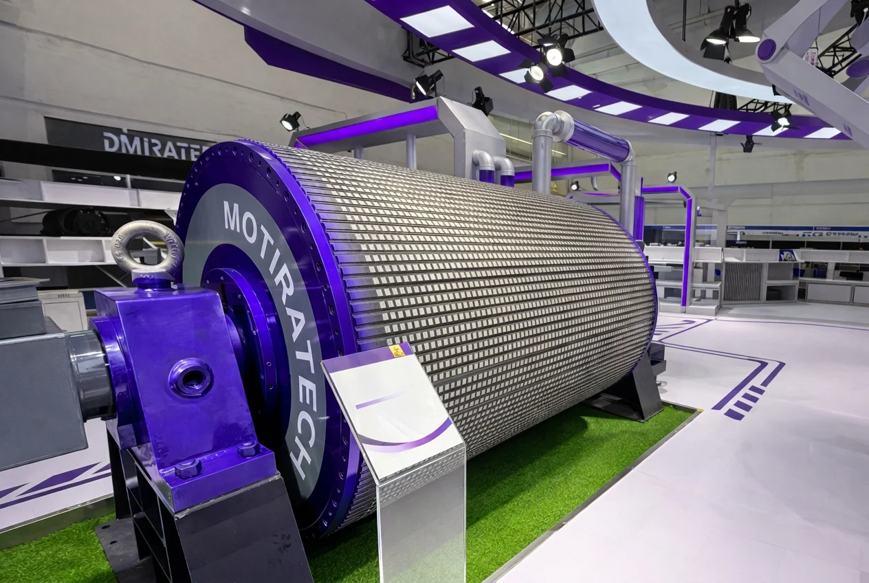 MotiraTech water-cooled permanent magnet drum motor on display