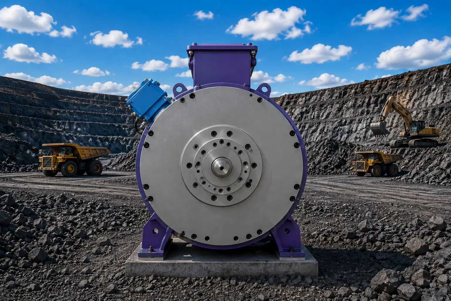 Drive-end flange and output shaft of a permanent magnet direct drive motor