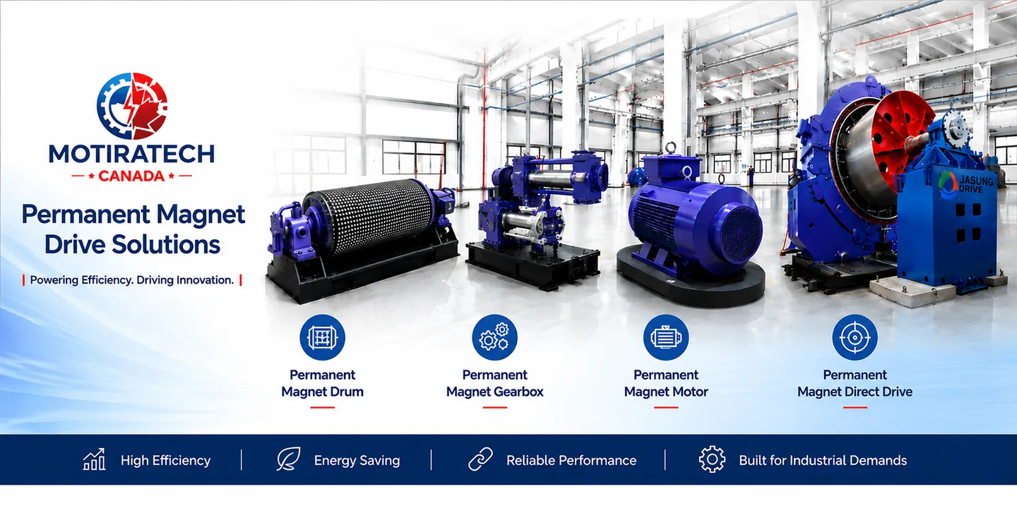 Permanent magnet drum, gearbox, motor and direct drive machinery