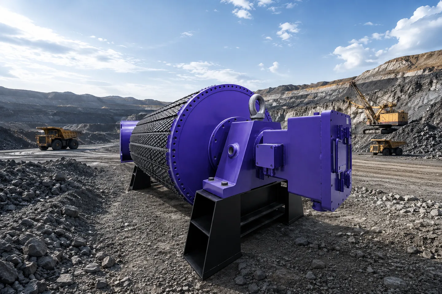 Heavy-duty conveyor pulley for mining and bulk material handling