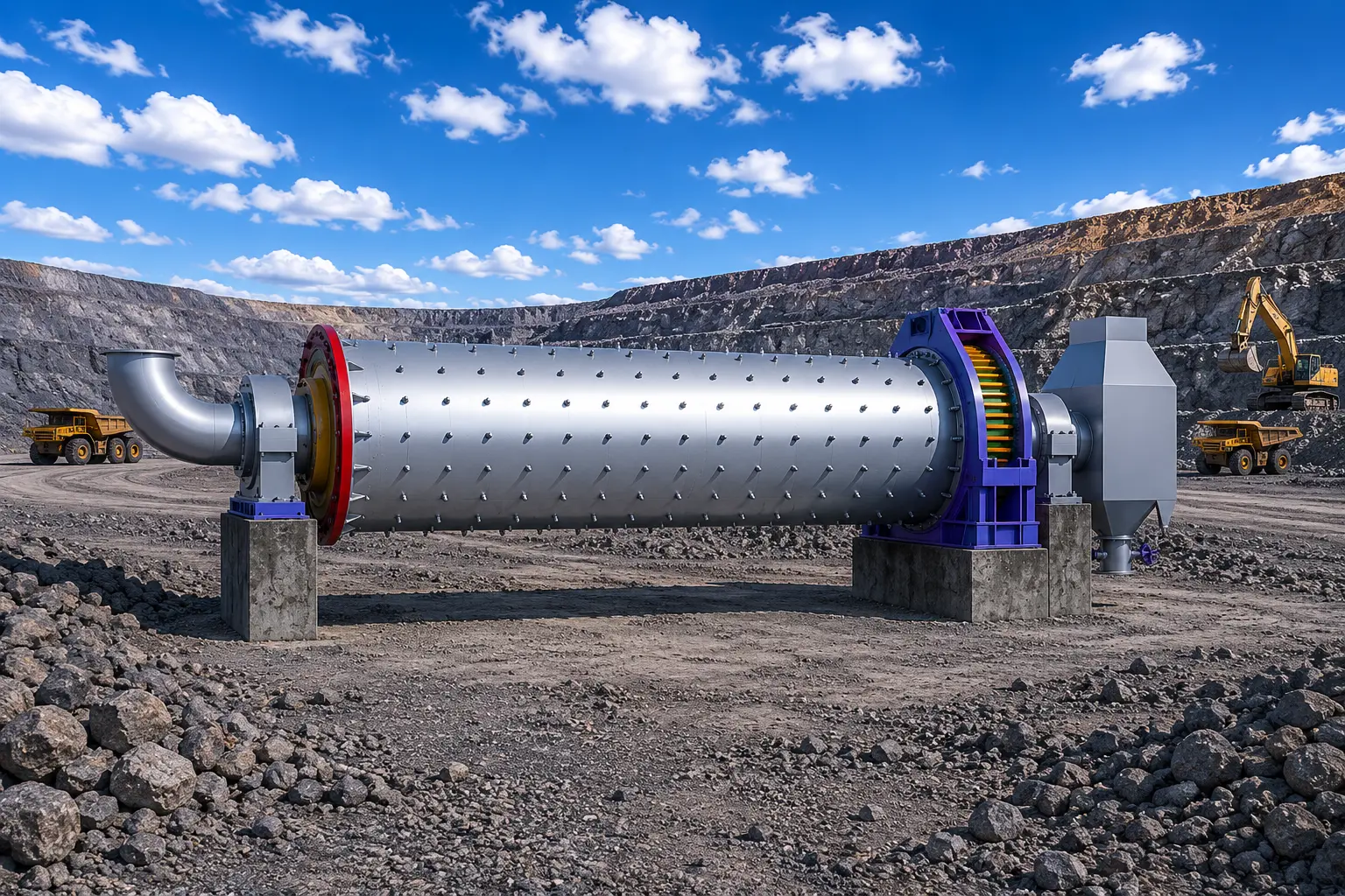 Grinding mill with direct drive arrangement at a mining operation