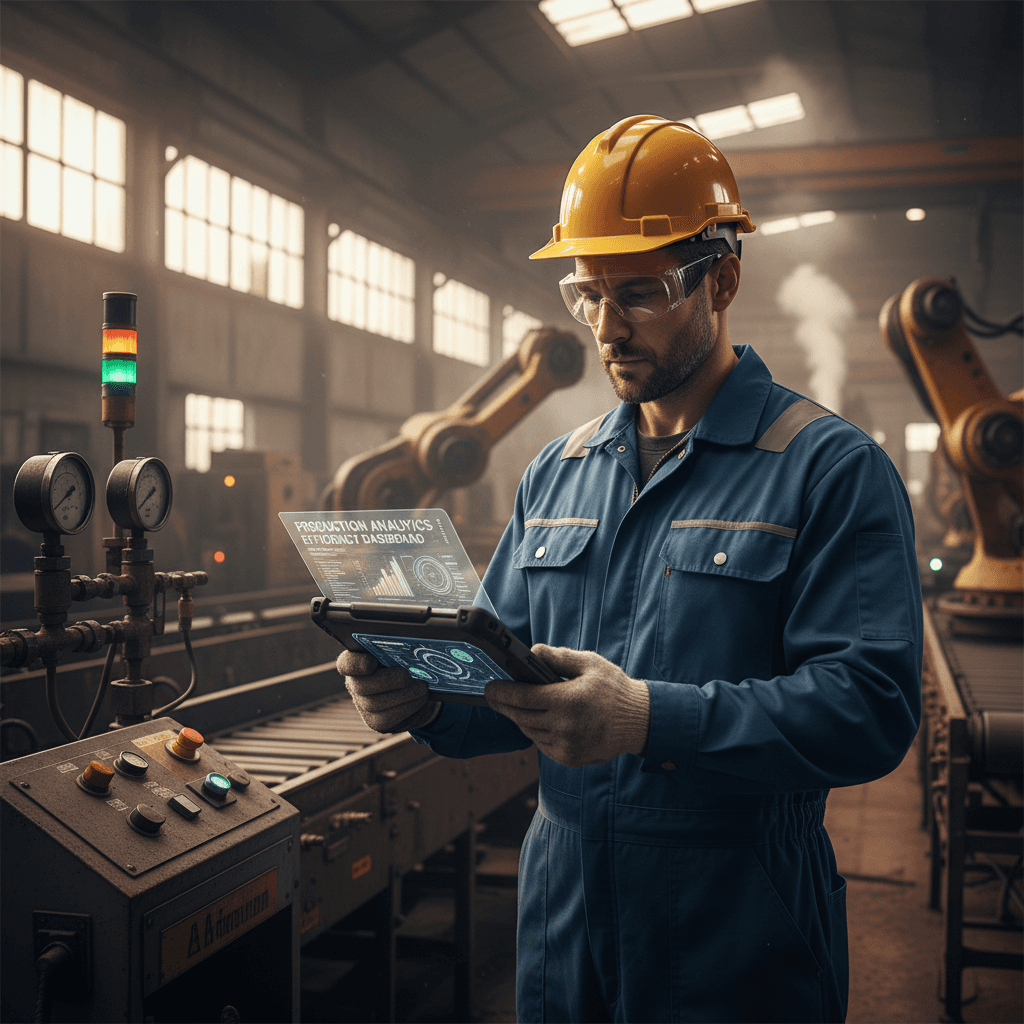 On-site technician accessing real-time analytics data