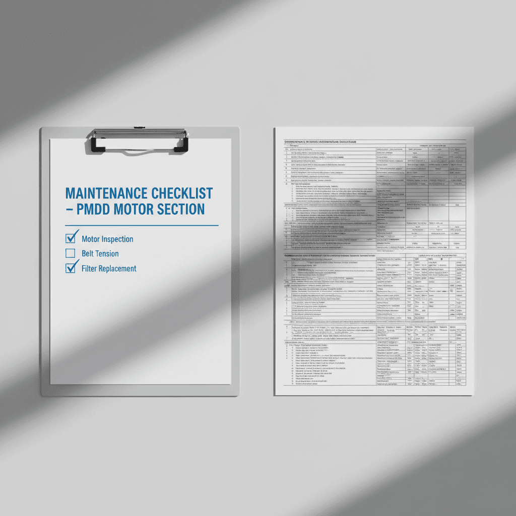 Maintenance checklist showing reduced PMDD service requirements