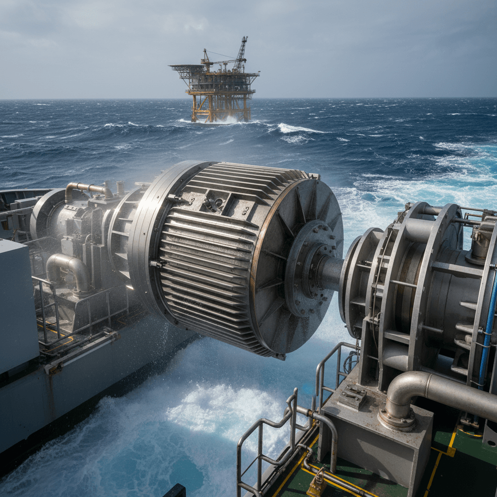 Water-cooled marine permanent magnet motor for propulsion and winch applications