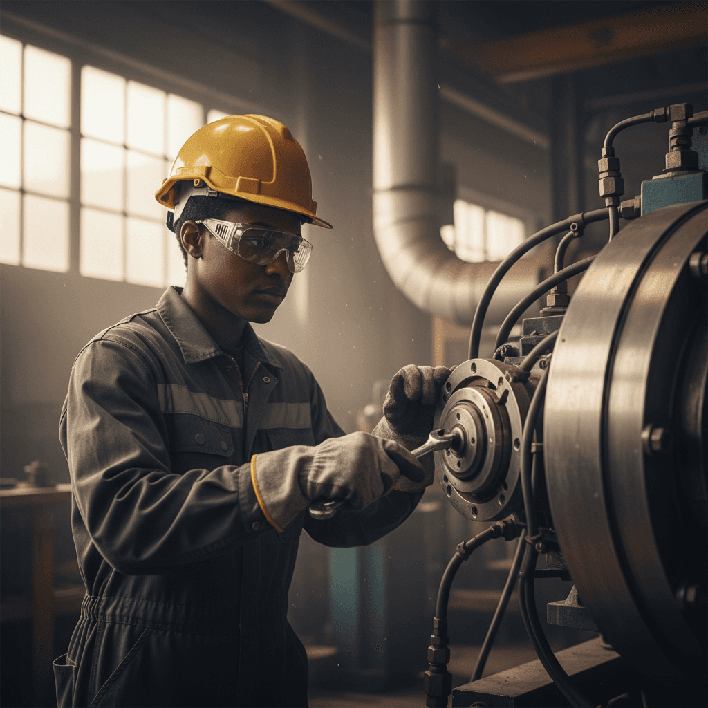 Field technician performing equipment maintenance and support