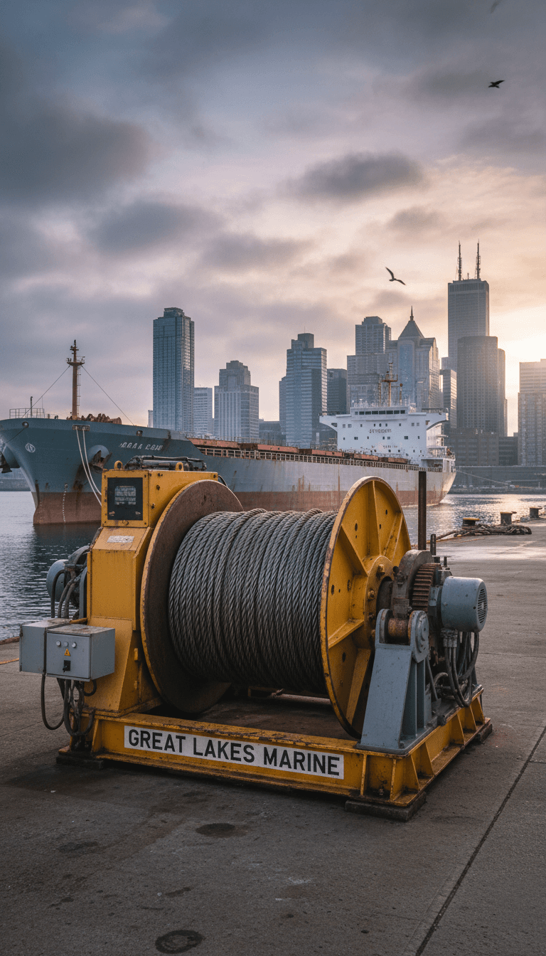 Marine winch motor system for port operations
