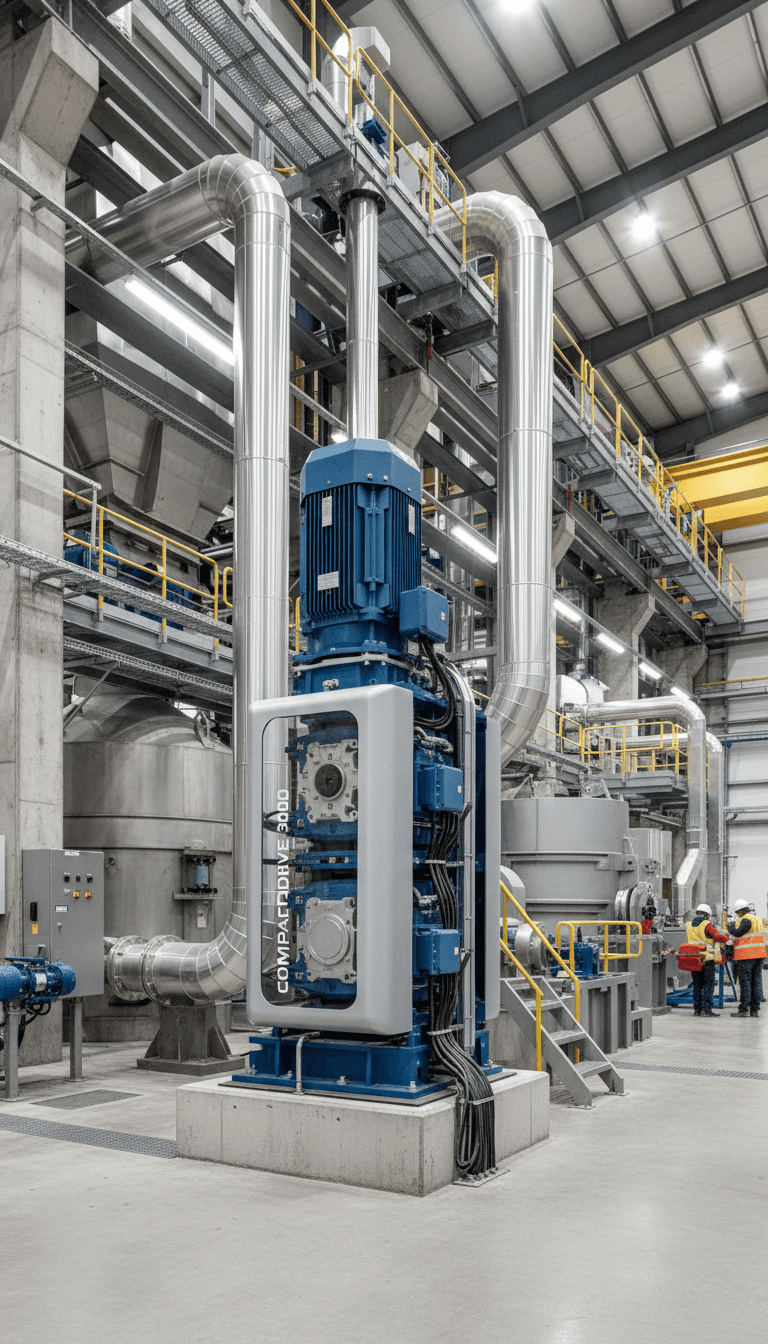 Paper mill with space efficient PMDD motor system