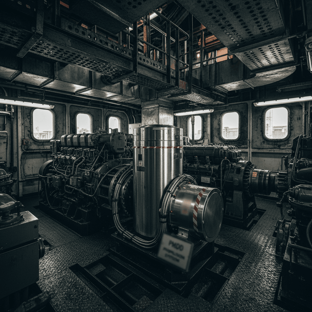 PMDD motor installation in marine engine room