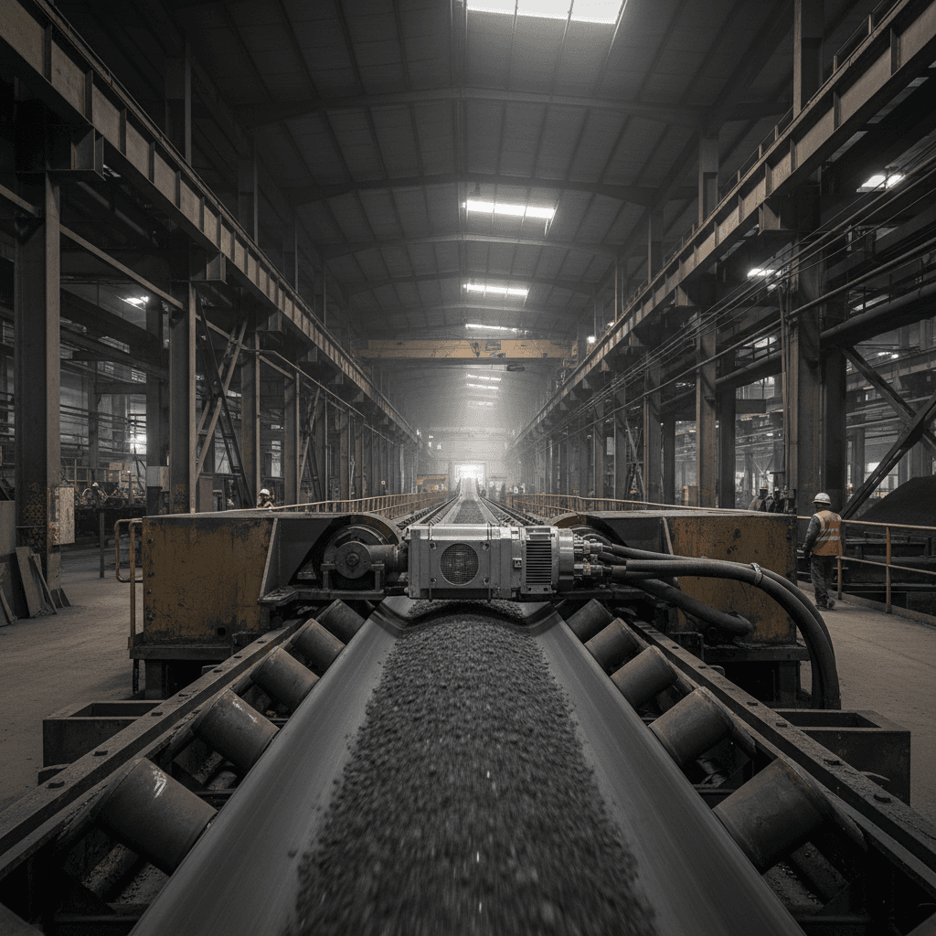 Conveyor belt system with integrated PMDD motor