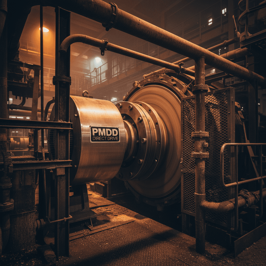 Pulp mill refiner powered by PMDD motor
