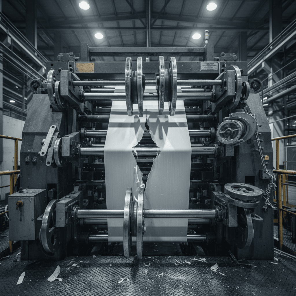 Before: Paper machine experiencing web breaks due to unsynchronized drive