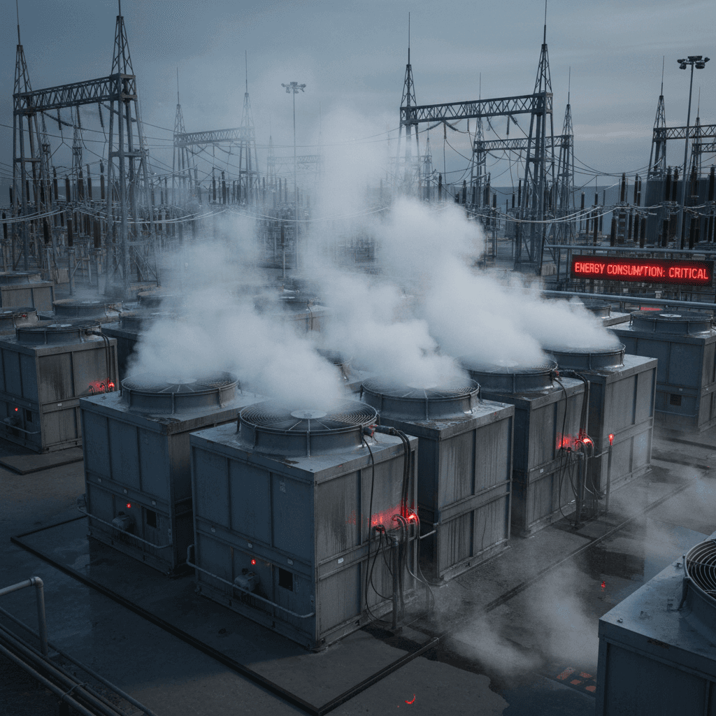 Before: Data center cooling system with high energy consumption and GA charges